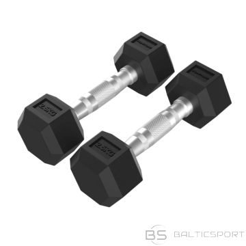 Hanteles TUNTURI Platinum Hex gumijas hanteles, 2x 2,5 kg