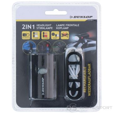 Dunlop ВЕЛОСИПЕДНАЯ ФОНАРЬ 2В1 USB ЗАРЯДКА, ДЕРЖАТЕЛЬ ДЛЯ КРЕПЛЕНИЯ НА ШЛЕМ