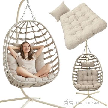 Koopman COCOON piekaramais krēsls ar rāmi 196 cm bēšs 120 kg