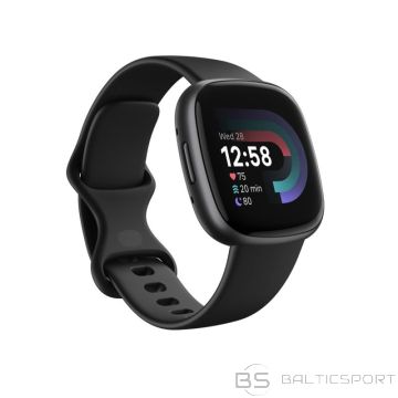 BS Viedpulkstenis Fitbit Versa 4, grafīta korpuss ar melnu silikona siksniņu (-)