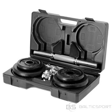 Hanteļu komplekts, regulējamas hanteles /HMS ST20 MELNĀS PLĀKSNES HANEĻU KOMPLEKTS čemodānā 20KG