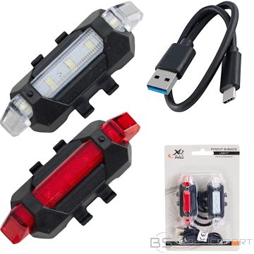 Xqmax Комплект светодиодных велосипедных фонарей: передний и задний, с USB-зарядкой.