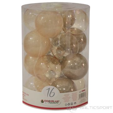 Egļu bumbas d8cm šampanieša 16gab.