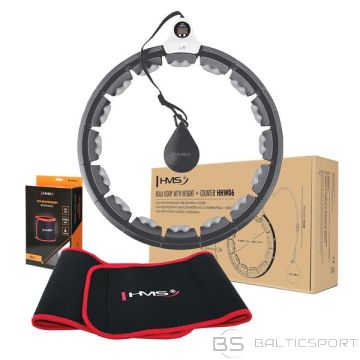 HMS KOMPLEKTĀCIJA HULA HOOP HHW06 BLACK AR GRAVITĀCIJAS BOLI UN LENTI + VIDUKĻA ATBALSTU BR163 SARKANS