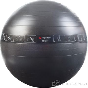 Vingrošanas bumba fitness 75 cm melna Pure 2 Improve