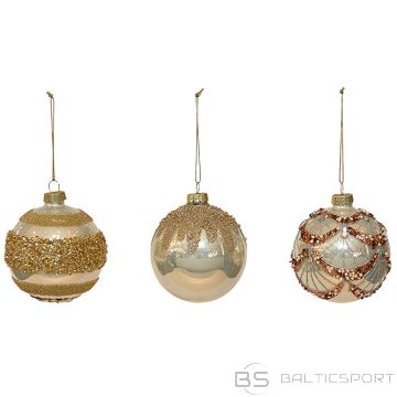 Eglīšu bumba ar dekoru d8cm, stikla, sudraba