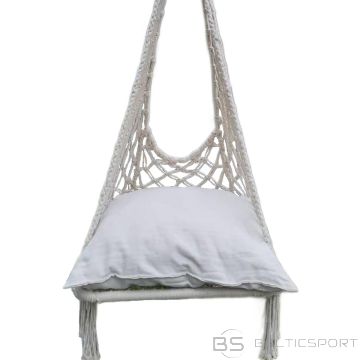 Saska Garden АЖУРНЫЙ ГАМАК ПОДВЕСНОЕ КРЕСЛО 60x60x120 СМ С ПОДУШКОЙ ЭКРЮ