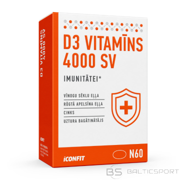 ICONFIT D3 vitamīns imunitātei 4000 SV (60 kapsulas) komplekss ar eļļām un cinku