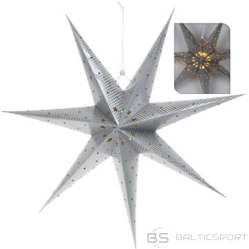 Koopman DECORATIVE PAPER STAR WITH LED LIGHT 60CM SILVER