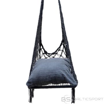 Saska Garden АЖУРНЫЙ ПОДВЕСНОЙ КРЕСЛО-ГАМАК 60x60x120 СМ С ТЕМНО-СЕРОЙ ПОДУШКОЙ