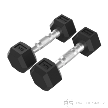 TUNTURI Platinum Hex gumijas hanteles ar rokturi, 2x 3kg