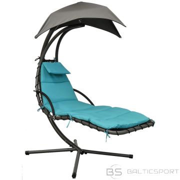 Saska Garden LIZBONA ROCKING CHAIR SWING WITH UMBRELLA 190X117X195CM GREY TURQUOISE