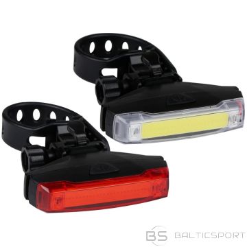 Dunlop LED velosipēda lukturu komplekts priekšpusē un aizmugurē, melns