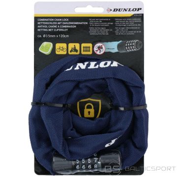 Dunlop velosipēda slēdzene ar kodu, ķēde 120 cm, tumši zila