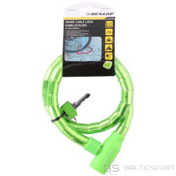 DUNLOP spirālveida velosipēda slēdzene ar atslēgu, 18 mm x 80 cm, zaļa