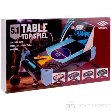 Galda spēļu komplekts 5 vienā: galda futbols, galda teniss, gaisa hokejs, boulings, basketbols UMBRO