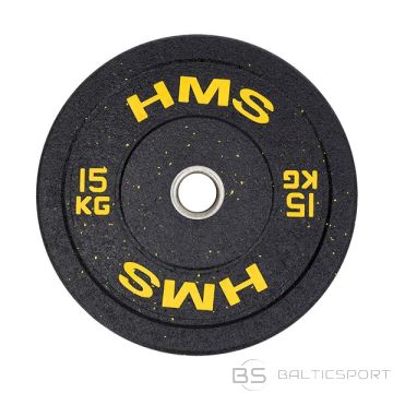  Olimpiskais svaru disks /HMS HTBR15 OLIMPISKĀ PLĀKSNE — BUMPERIS 15 KG (dzeltens)