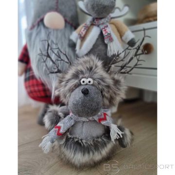 Ziemassvētku dekorācija /Saska Garden ZEMĒRBRIEŽU KAZĀDĀS AR IZGAISMOTIEM RAGI PELĒKS 20x35x47cm