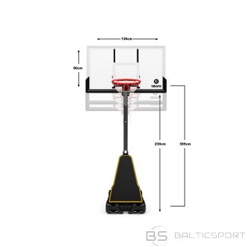 Mobilais basketbola statīvs Bilaro Orlando Class 136x80cm, 8mm rūdīts stikls