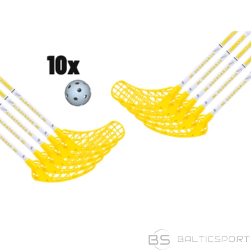 Florbola nūju komplekts ALBA: 10 nūjas + 10 bumbiņas (65cm, 75cm, 82cm)