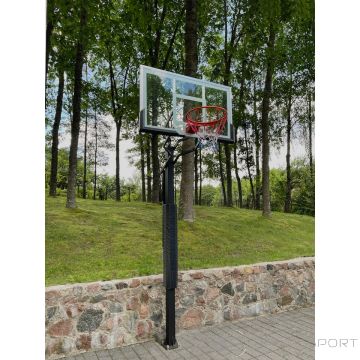 Inground betonējams basketbola statīvs/ konstrukcija ,ar stikla vairogu EXP 136x80cm, 8mm rūdīts stikls