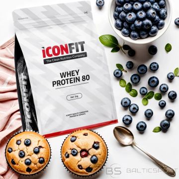 Melleņu-jogurta garšas proteīna pulveris Iconfit Whey 80 proteīna pulveris  1kg iepakojums 40 porcijām