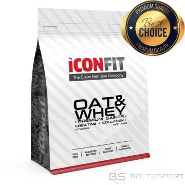 ICONFIT OAT&WHEY Premium Gainer - Chocolate (2:1 Carb to Protein) 1,4kg (dažādas garšas)