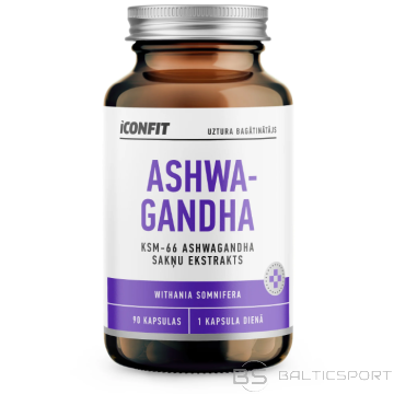 ICONFIT Ashwagandha (90 Capsules) (LV) ašvaganda kapsulās KSM-66 (stress, trauksme u.c)