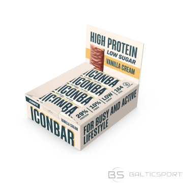 ICONBAR kaste  Kokosriekstu, vaniļas vai šokolādes Proteīna batoniņš 12 x  45g ICONFIT  -Vaniļa