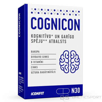 Iconfit Cognicon komplekss garīgo un kognitīvo spēju atbalstam ( Ginko biloba, B6, B12, Bakopa, Cinks )