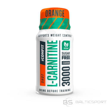 L- Karnitīns 3000 mg Shot devas ICONFIT L-Carnitine 3000 shot (60ml) ar guaranu pirms treniņa 60ml